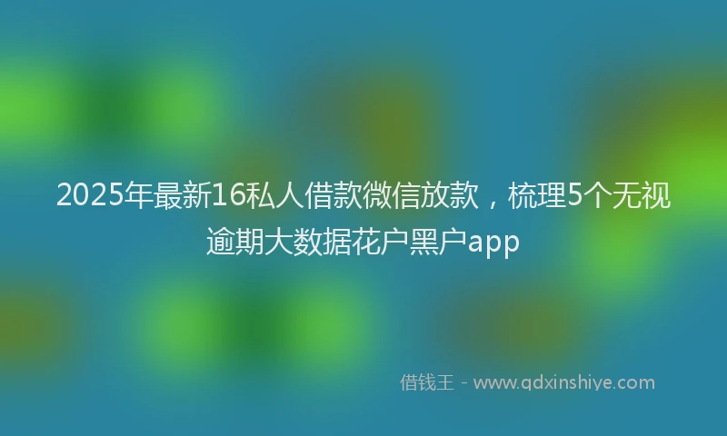 2025年最新16私人借款微信放款，梳理5个无视逾期大数据花户黑户app