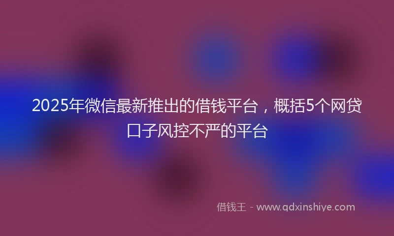 2025年微信最新推出的借钱平台，概括5个网贷口子风控不严的平台