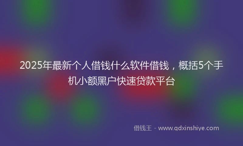 2025年最新个人借钱什么软件借钱，概括5个手机小额黑户快速贷款平台