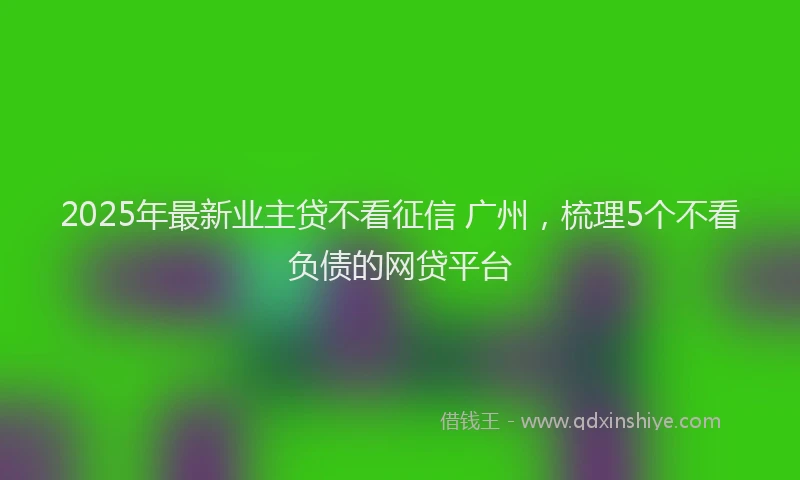 2025年最新业主贷不看征信 广州，梳理5个不看负债的网贷平台