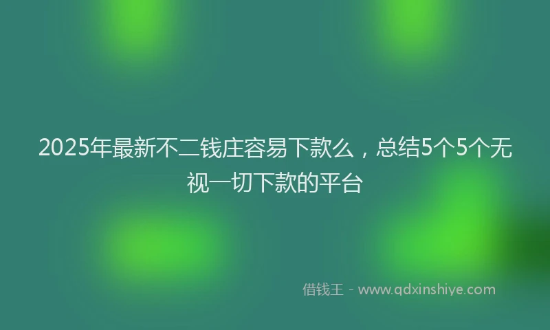 2025年最新不二钱庄容易下款么，总结5个5个无视一切下款的平台