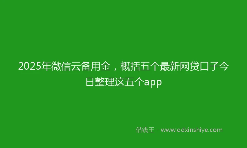 2025年微信云备用金，概括五个最新网贷口子今日整理这五个app
