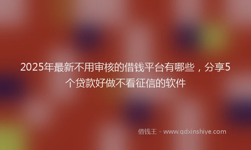 2025年最新不用审核的借钱平台有哪些，分享5个贷款好做不看征信的软件