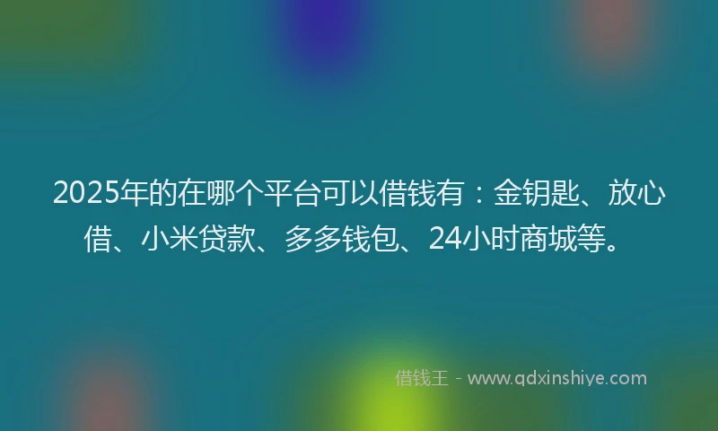 2025年的在哪个平台可以借钱有：金钥匙、放心借、小米贷款、多多钱包、24小时商城等。