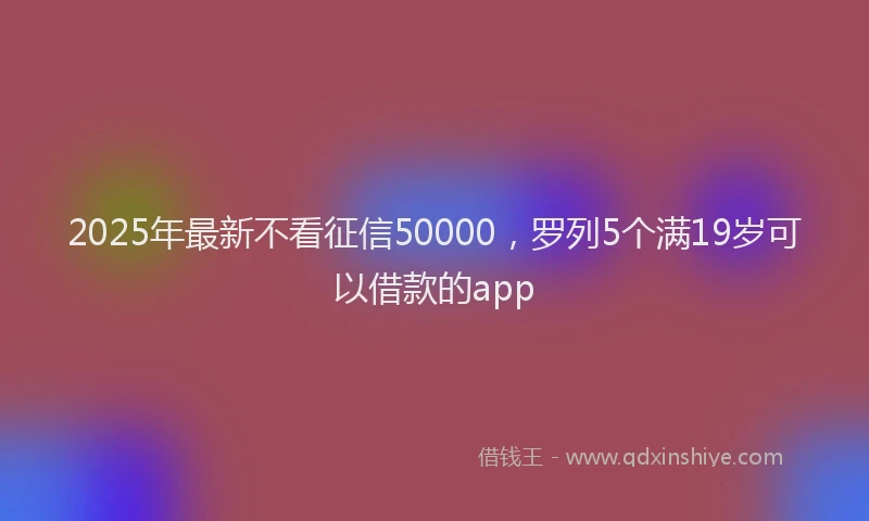 2025年最新不看征信50000，罗列5个满19岁可以借款的app