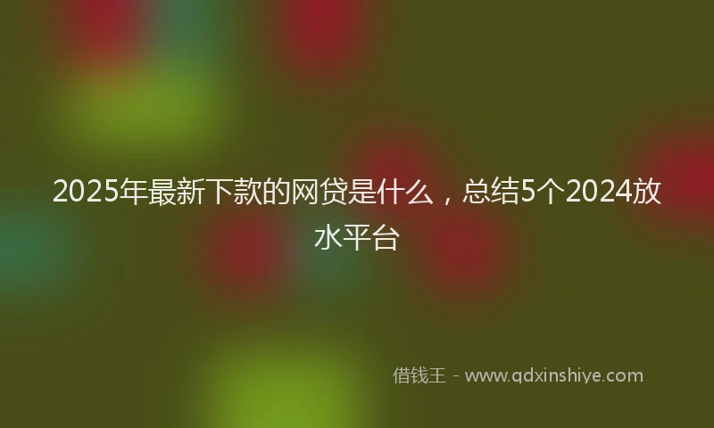 2025年最新下款的网贷是什么，总结5个2024放水平台