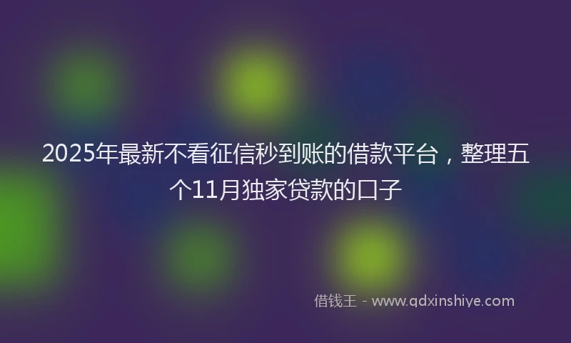 2025年最新不看征信秒到账的借款平台，整理五个11月独家贷款的口子