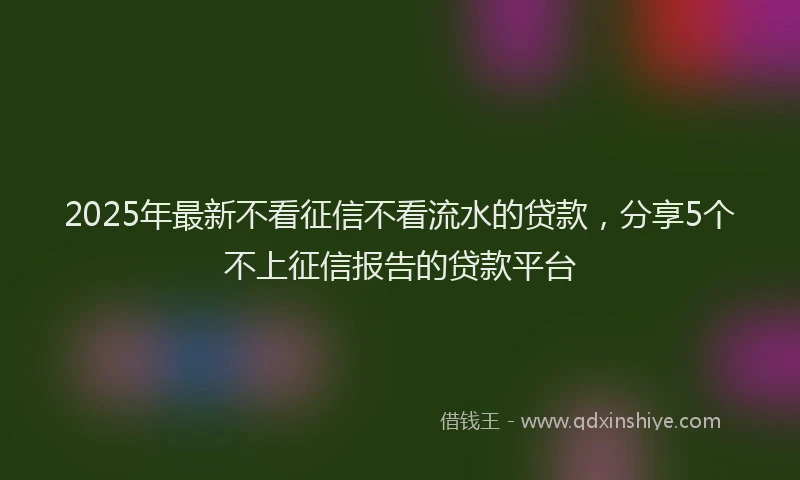 2025年最新不看征信不看流水的贷款，分享5个不上征信报告的贷款平台