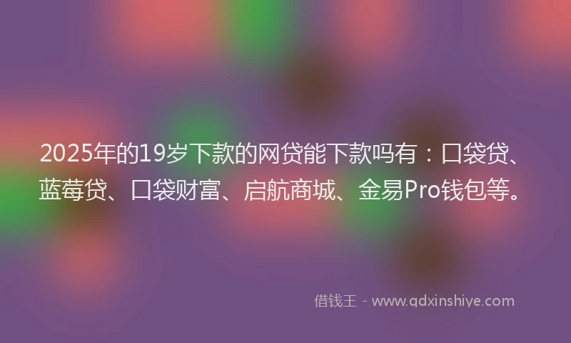 2025年的19岁下款的网贷能下款吗有：口袋贷、蓝莓贷、口袋财富、启航商城、金易Pro钱包等。