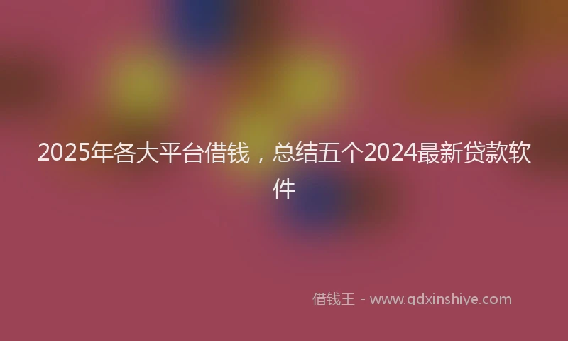 2025年各大平台借钱，总结五个2024最新贷款软件