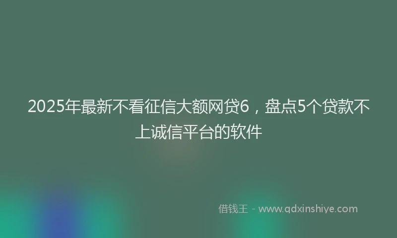 2025年最新不看征信大额网贷6，盘点5个贷款不上诚信平台的软件