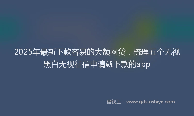 2025年最新下款容易的大额网贷，梳理五个无视黑白无视征信申请就下款的app