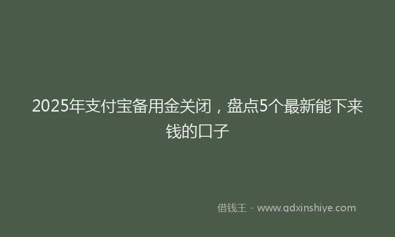 2025年支付宝备用金关闭，盘点5个最新能下来钱的口子