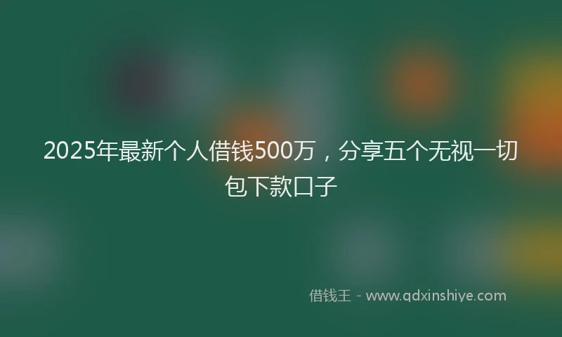 2025年最新个人借钱500万，分享五个无视一切包下款口子