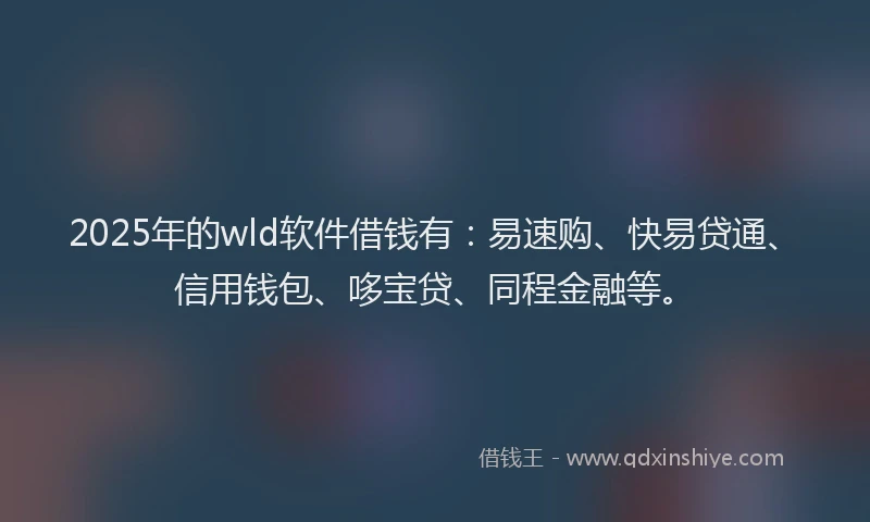2025年的wld软件借钱有：易速购、快易贷通、信用钱包、哆宝贷、同程金融等。