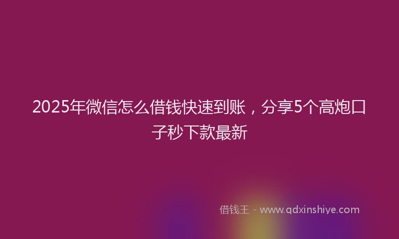 2025年微信怎么借钱快速到账，分享5个高炮口子秒下款最新