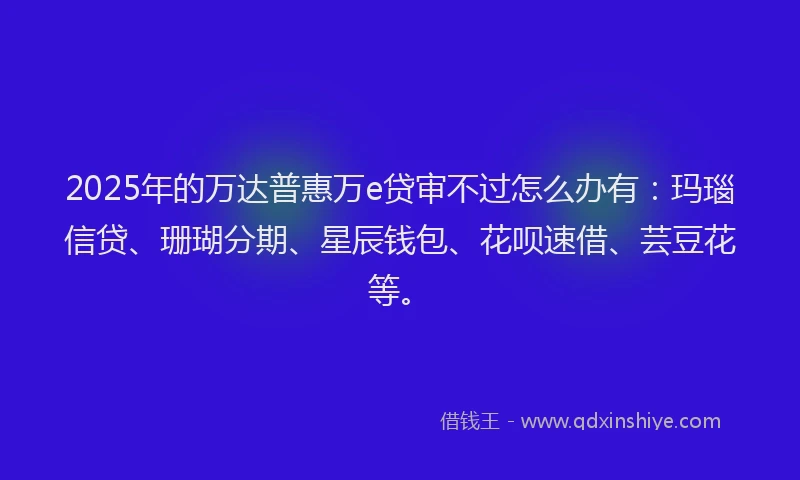2025年的万达普惠万e贷审不过怎么办有：玛瑙信贷、珊瑚分期、星辰钱包、花呗速借、芸豆花等。