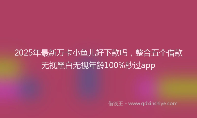 2025年最新万卡小鱼儿好下款吗，整合五个借款无视黑白无视年龄100%秒过app