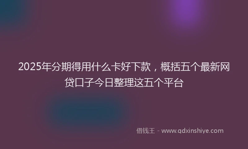 2025年分期得用什么卡好下款，概括五个最新网贷口子今日整理这五个平台