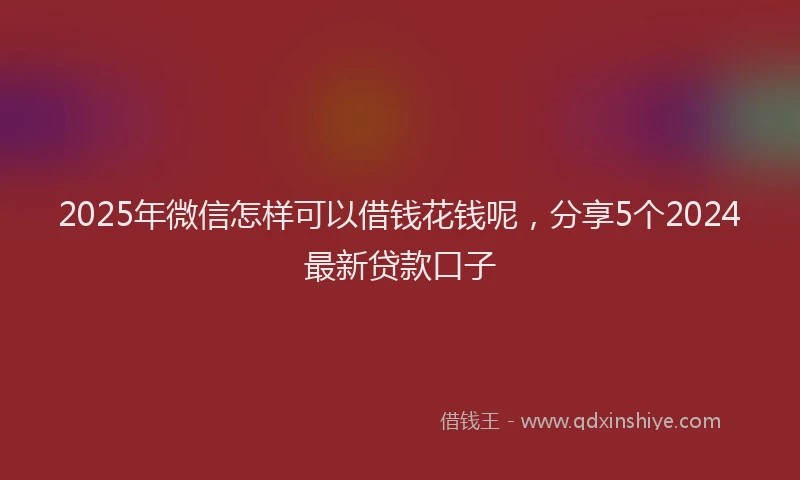 2025年微信怎样可以借钱花钱呢，分享5个2024最新贷款口子