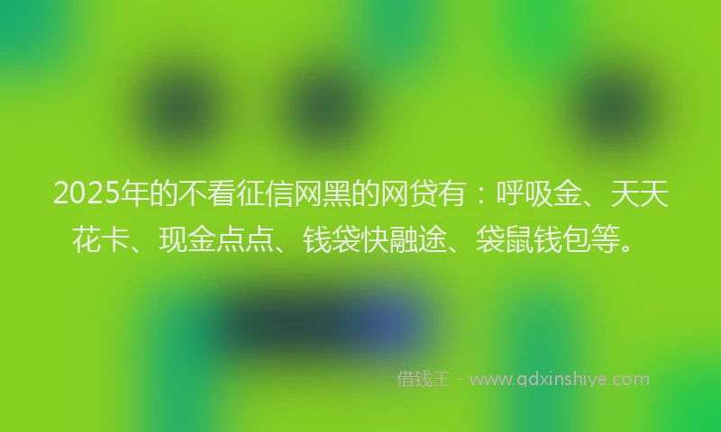 2025年的不看征信网黑的网贷有：呼吸金、天天花卡、现金点点、钱袋快融途、袋鼠钱包等。