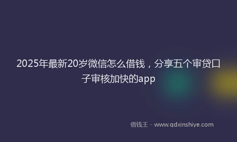 2025年最新20岁微信怎么借钱，分享五个审贷口子审核加快的app