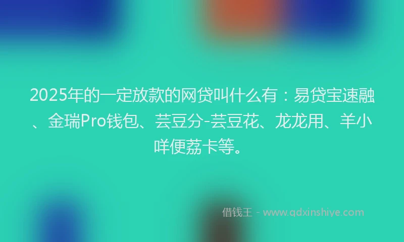 2025年的一定放款的网贷叫什么有：易贷宝速融、金瑞Pro钱包、芸豆分-芸豆花、龙龙用、羊小咩便荔卡等。