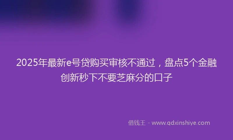 2025年最新e号贷购买审核不通过，盘点5个金融创新秒下不要芝麻分的口子