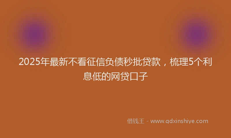 2025年最新不看征信负债秒批贷款，梳理5个利息低的网贷口子