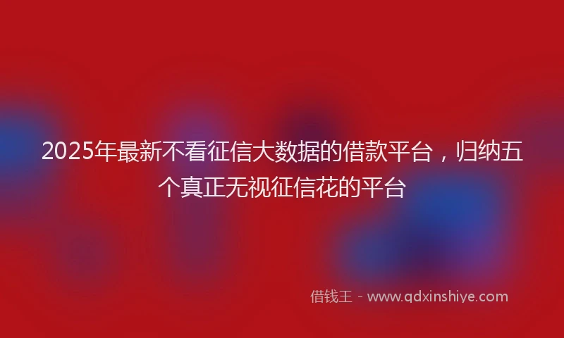 2025年最新不看征信大数据的借款平台，归纳五个真正无视征信花的平台