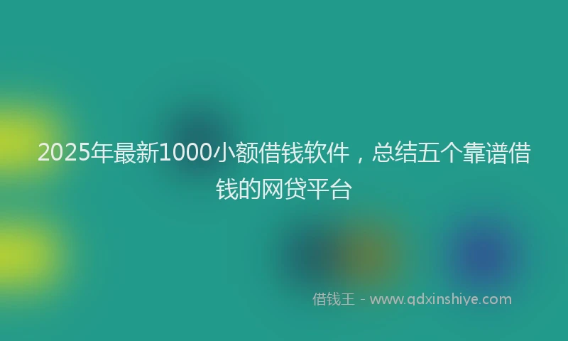 2025年最新1000小额借钱软件，总结五个靠谱借钱的网贷平台