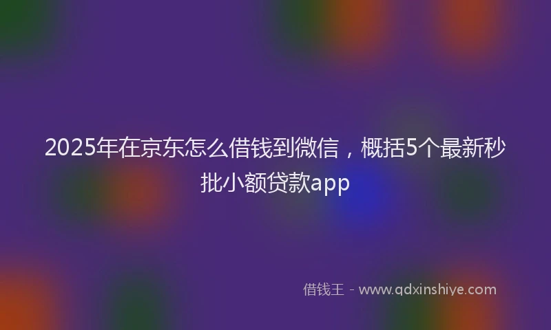 2025年在京东怎么借钱到微信，概括5个最新秒批小额贷款app