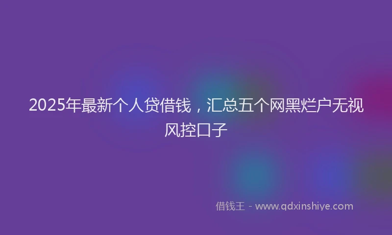 2025年最新个人贷借钱，汇总五个网黑烂户无视风控口子