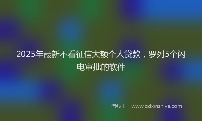 2025年最新不看征信大额个人贷款，罗列5个闪电审批的软件