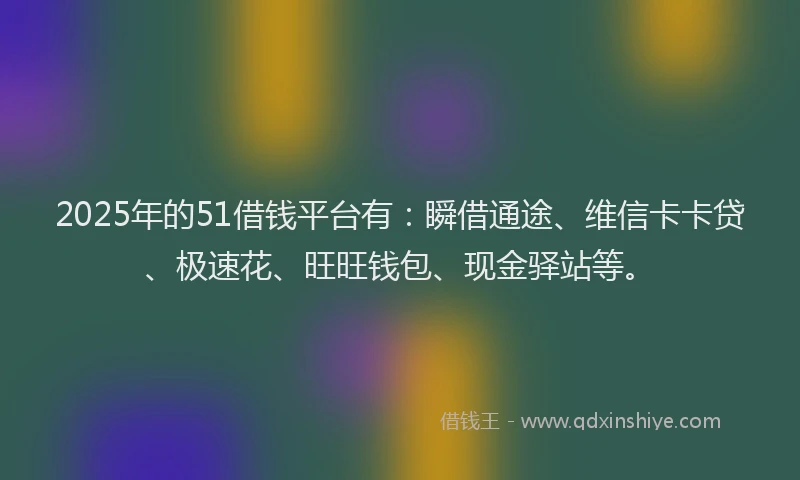 2025年的51借钱平台有：瞬借通途、维信卡卡贷、极速花、旺旺钱包、现金驿站等。