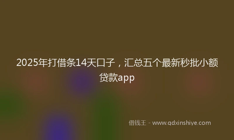 2025年打借条14天口子，汇总五个最新秒批小额贷款app