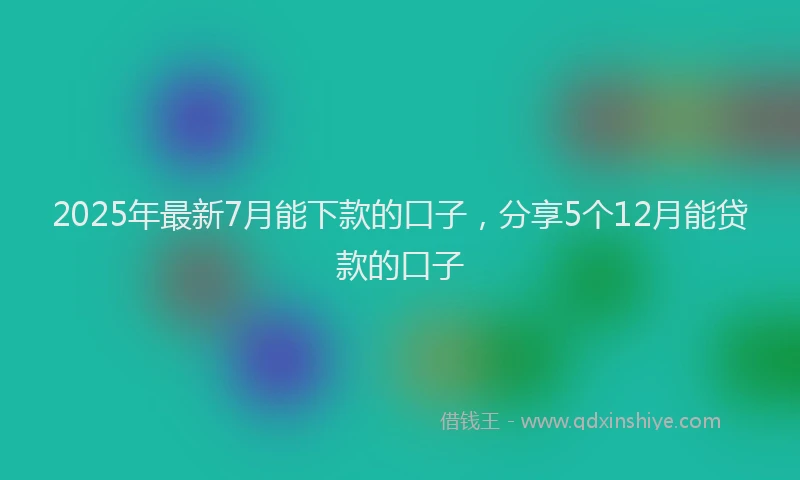 2025年最新7月能下款的口子，分享5个12月能贷款的口子