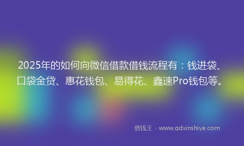 2025年的如何向微信借款借钱流程有：钱进袋、口袋金贷、惠花钱包、易得花、鑫速Pro钱包等。