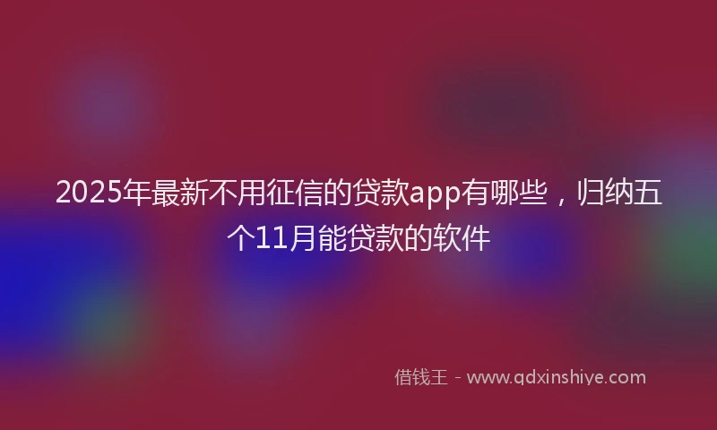 2025年最新不用征信的贷款app有哪些，归纳五个11月能贷款的软件