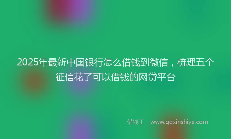 2025年最新中国银行怎么借钱到微信，梳理五个征信花了可以借钱的网贷平台