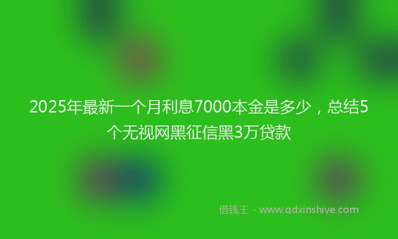 2025年最新一个月利息7000本金是多少，总结5个无视网黑征信黑3万贷款
