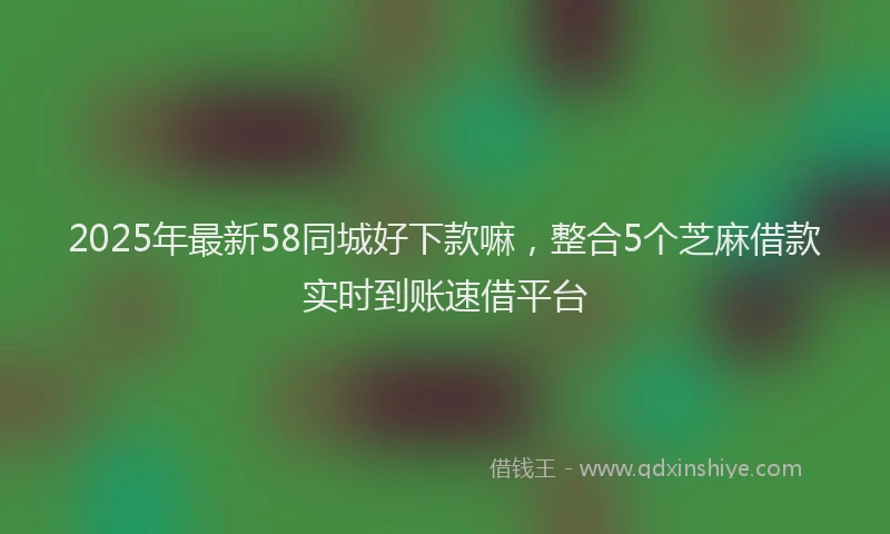 2025年最新58同城好下款嘛，整合5个芝麻借款实时到账速借平台