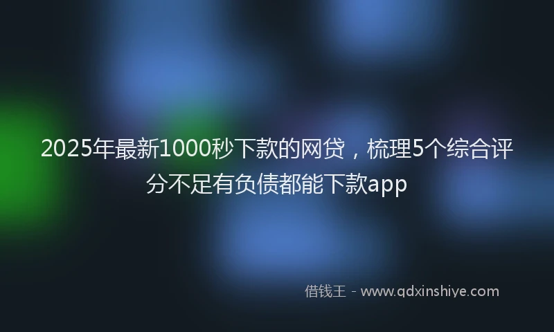 2025年最新1000秒下款的网贷，梳理5个综合评分不足有负债都能下款app