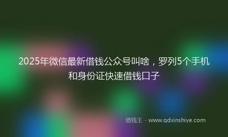 2025年微信最新借钱公众号叫啥，罗列5个手机和身份证快速借钱口子