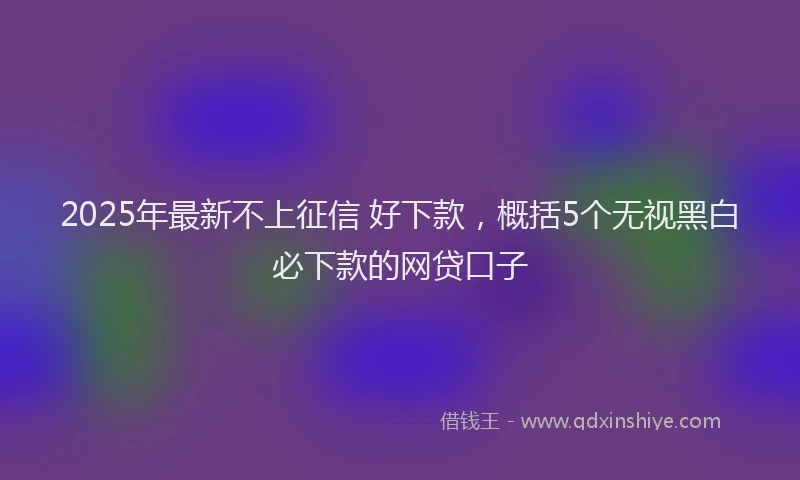 2025年最新不上征信 好下款，概括5个无视黑白必下款的网贷口子