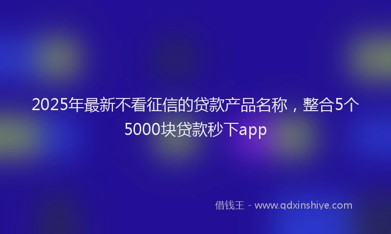 2025年最新不看征信的贷款产品名称，整合5个5000块贷款秒下app