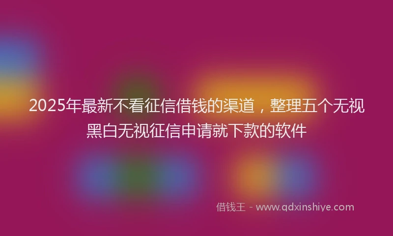 2025年最新不看征信借钱的渠道，整理五个无视黑白无视征信申请就下款的软件