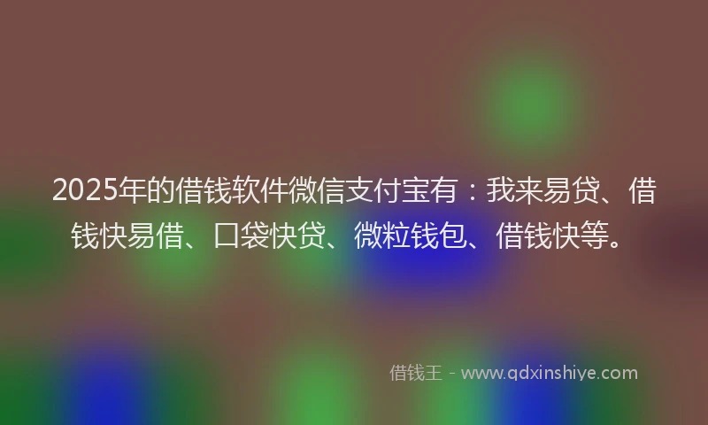 2025年的借钱软件微信支付宝有：我来易贷、借钱快易借、口袋快贷、微粒钱包、借钱快等。