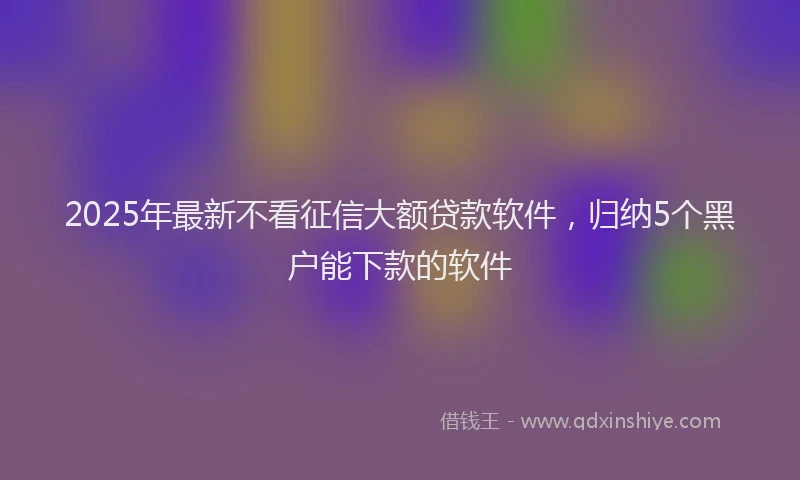 2025年最新不看征信大额贷款软件，归纳5个黑户能下款的软件