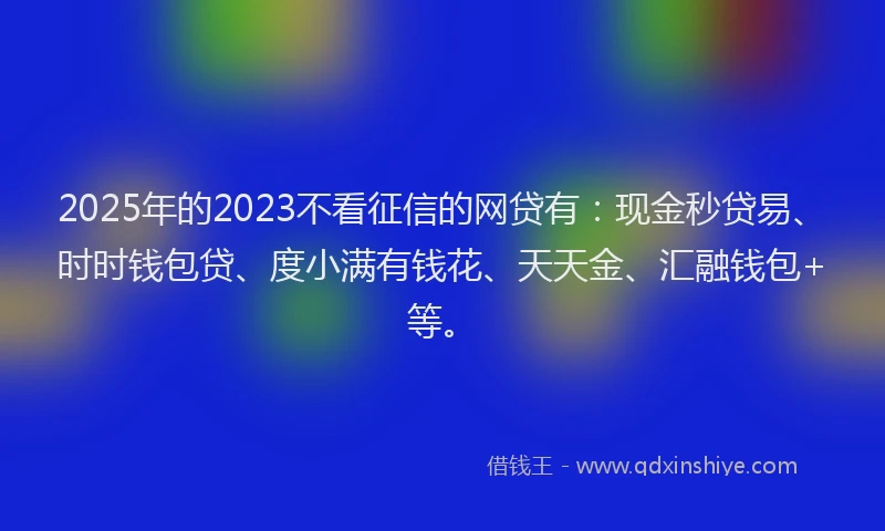 2025年的2023不看征信的网贷有：现金秒贷易、时时钱包贷、度小满有钱花、天天金、汇融钱包+等。